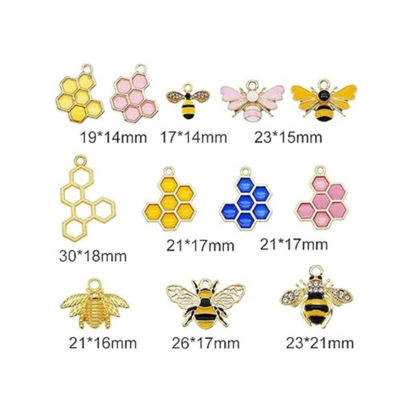JJGQAZ 24 piezas 12 pares aleación esmalte abeja_2