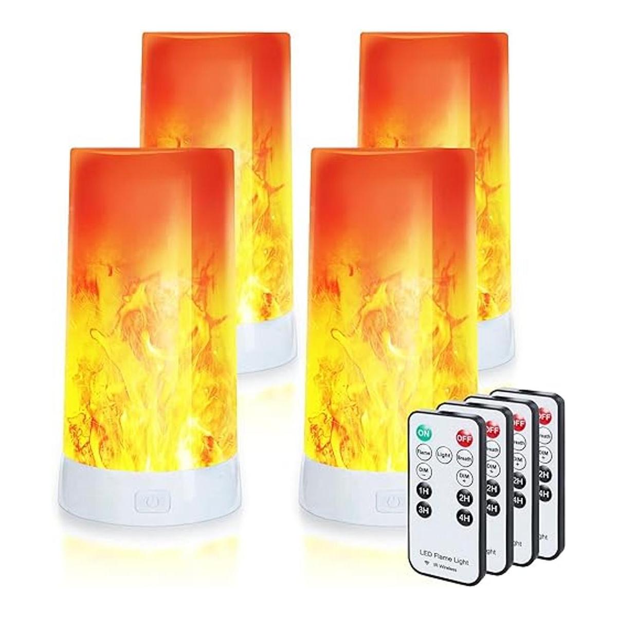 Kitmose 4 luces LED de efecto de llama recargable por