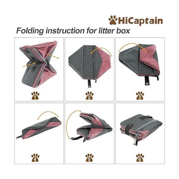 HiCaptain Caja de arena para gatos de viaje con tapa y_6
