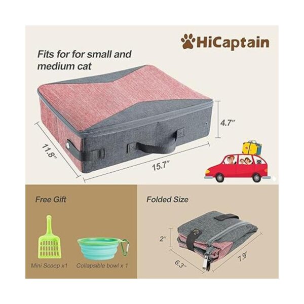 HiCaptain Caja de arena para gatos de viaje con tapa y_2