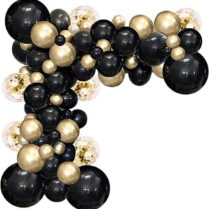 Kit de guirnalda de globos negros y dorados 114 globos