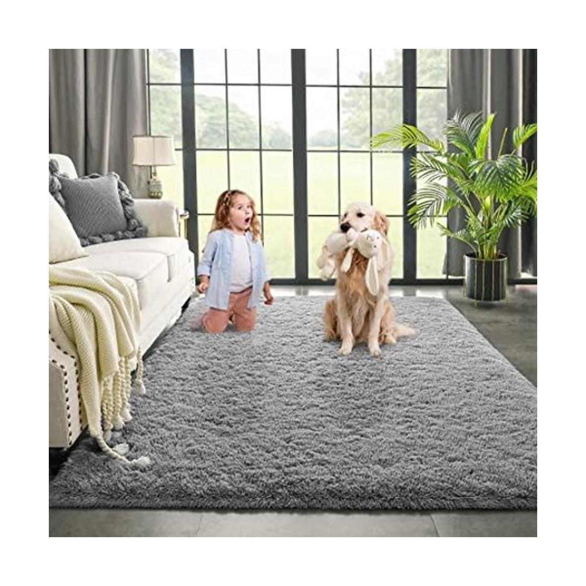 Kimicole Alfombra de área gris para dormitorio sala de