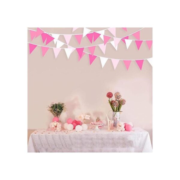 Kit de guirnalda de banderín de tela rosa fuerte de 32