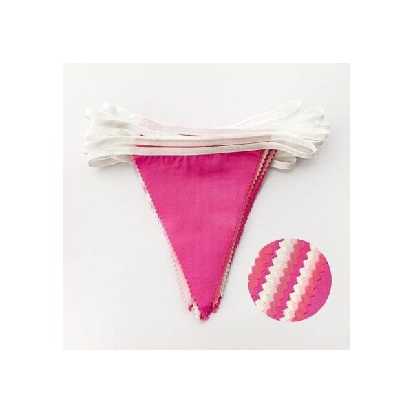 Kit de guirnalda de banderín de tela rosa fuerte de 32