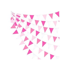Kit de guirnalda de banderín de tela rosa fuerte de 32