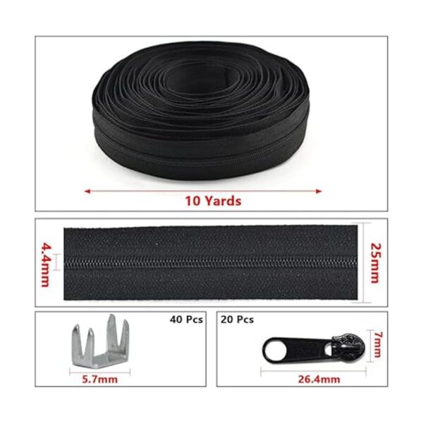 3 Rollo de cremallera de nailon de 10 yardas para coser