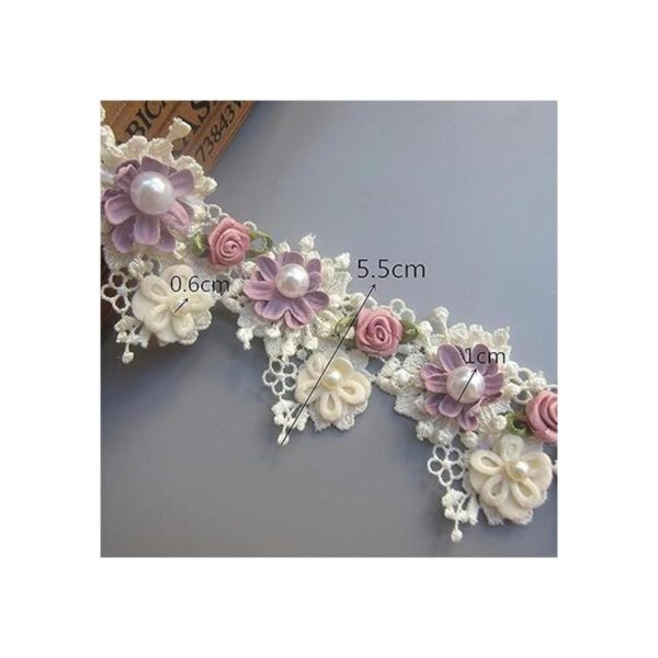 1 yarda de perlas de flores con borde de encaje cinta de_2