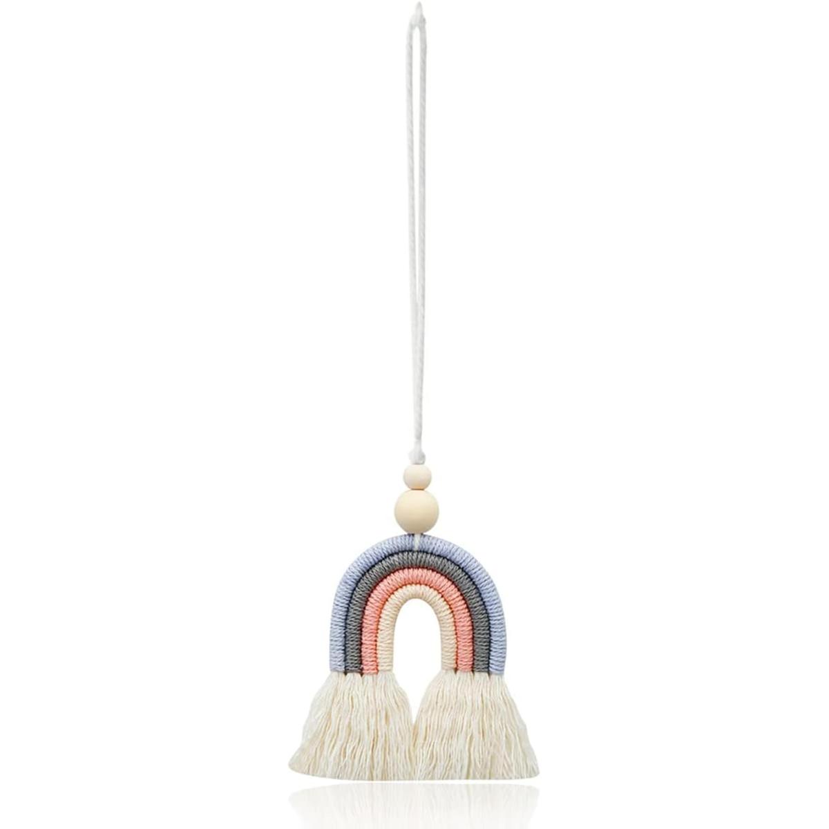1 pieza de macramé arco iris colgante de coche Boho