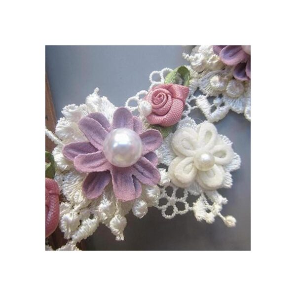 1 yarda de perlas de flores con borde de encaje cinta de_4