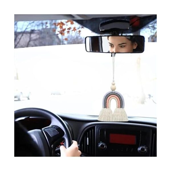 1 pieza de macramé arco iris colgante de coche Boho_4