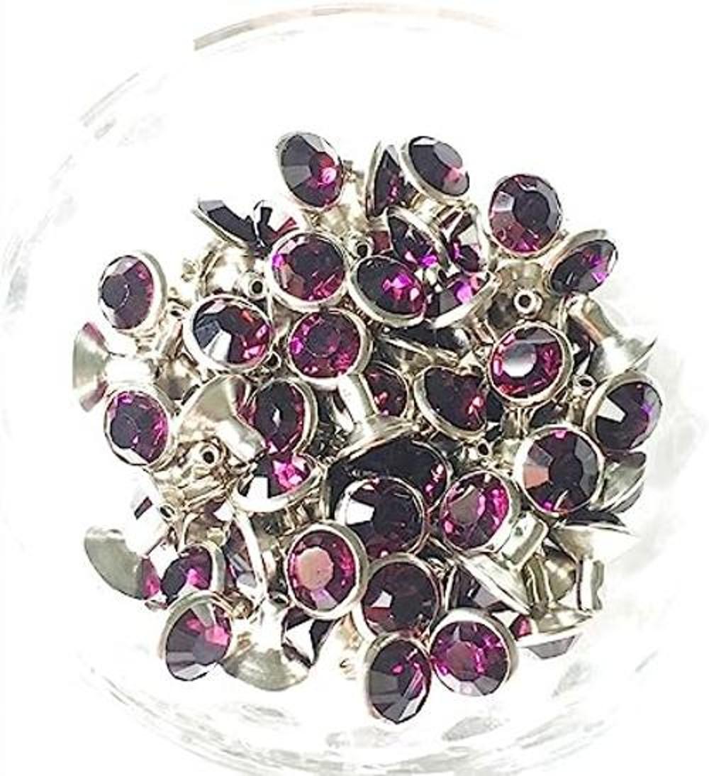 100 Sets Cz Colorido Cristal Remaches Color Plata Puntos