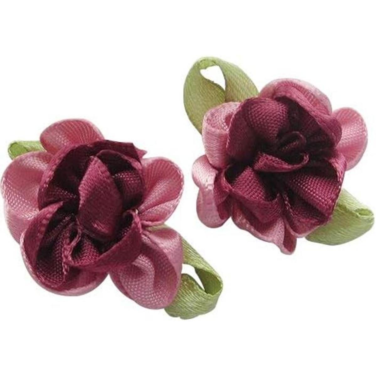 Chenkou Craft Cinta de satén de 2 tonos lazo de flores