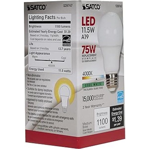 A19 foco LED 4000 K blanco frío 115 W 75 W igual 1100_4