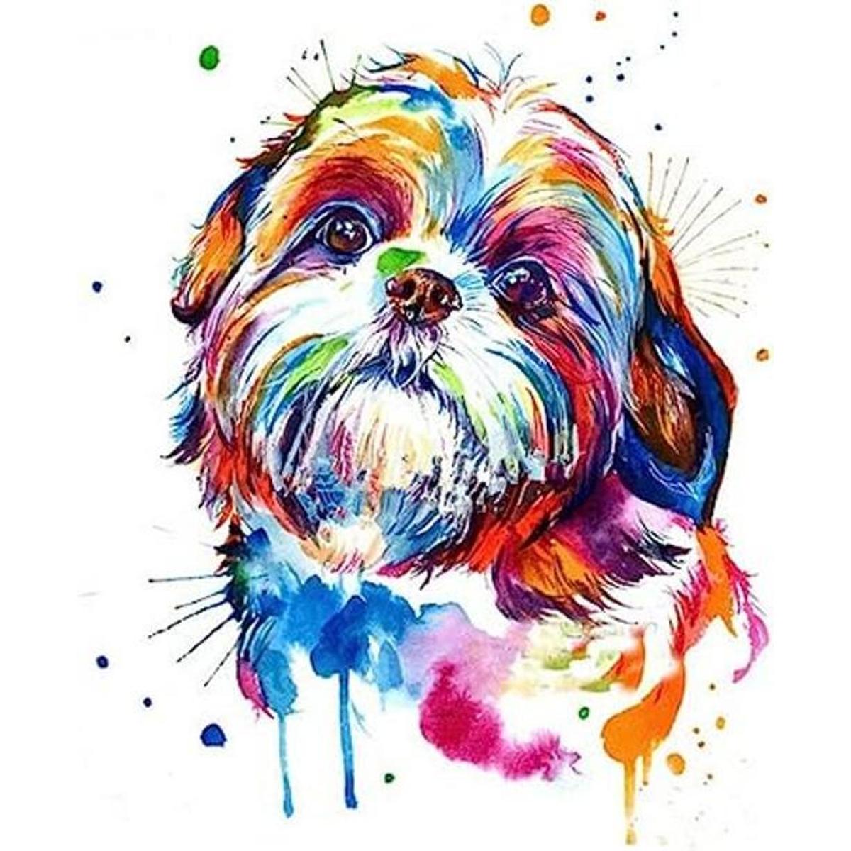 Zimal Shih Tzu Pegatinas de diamante con bordado de