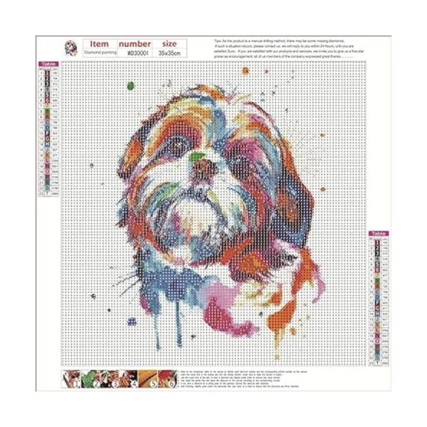 Zimal Shih Tzu Pegatinas de diamante con bordado de
