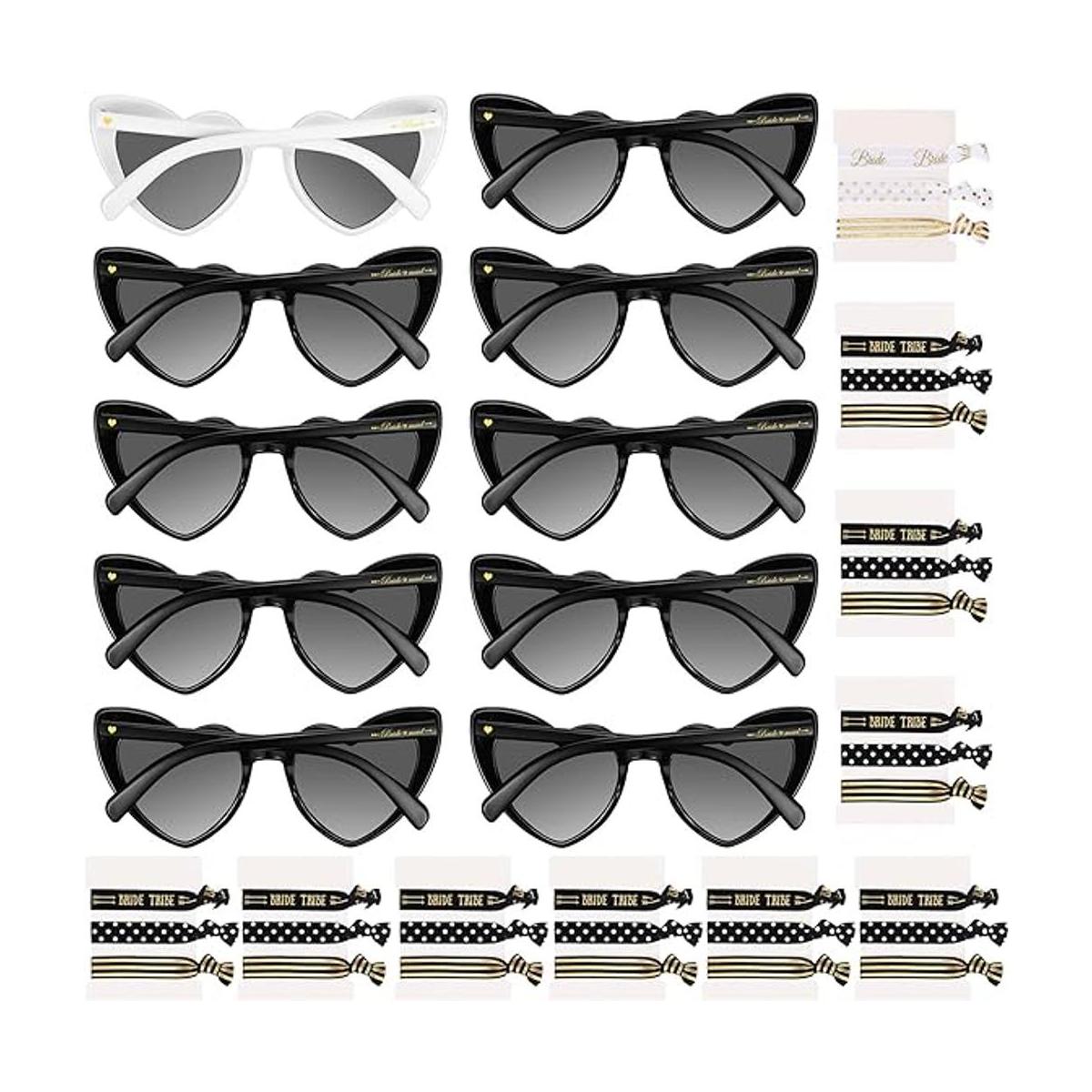 10 pares de lentes de sol en forma de corazón para novia