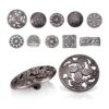 100 botones de metal plateado antiguo y color bronce_1