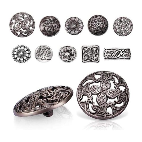 100 botones de metal plateado antiguo y color bronce_1