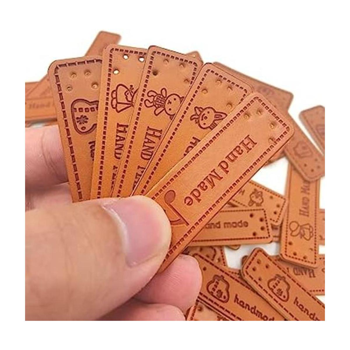 100 etiquetas de piel sintética hechas a mano con