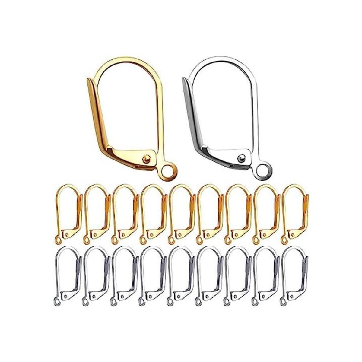 100 ganchos para pendientes diseño francés color dorado