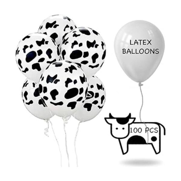 100 globos de vaca divertidos con estampado de vaca para_3