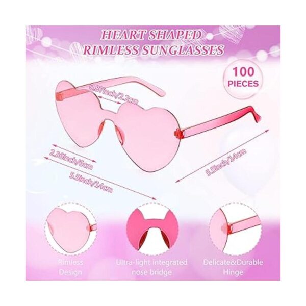 100 pares de gafas de sol con forma de corazón sin montura_2