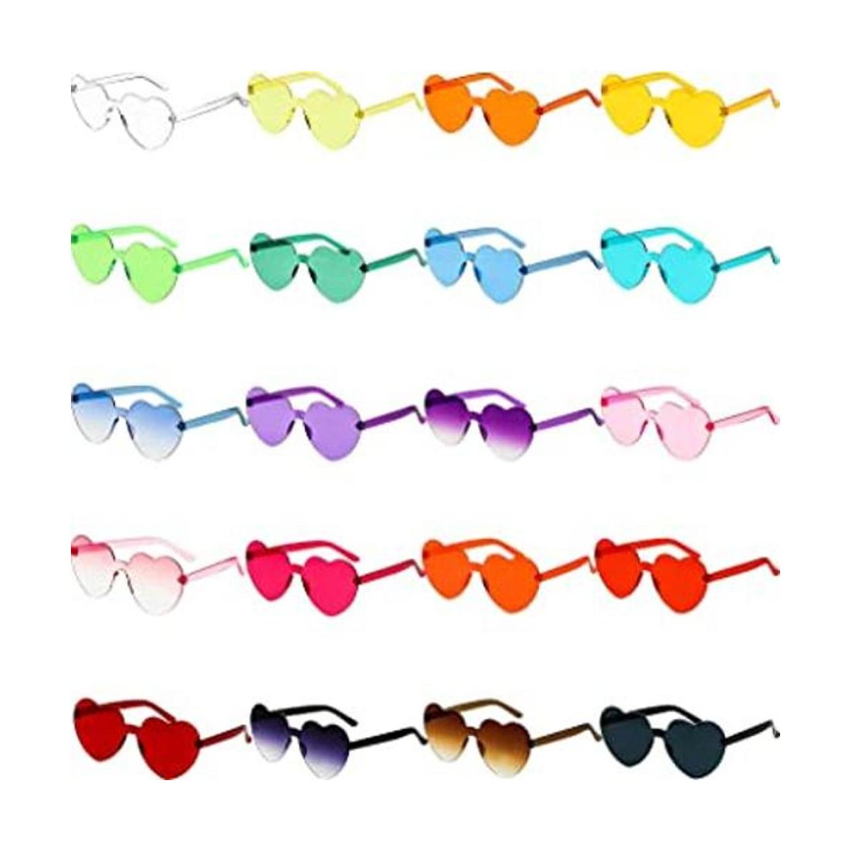 100 pares de gafas de sol con forma de corazón sin montura