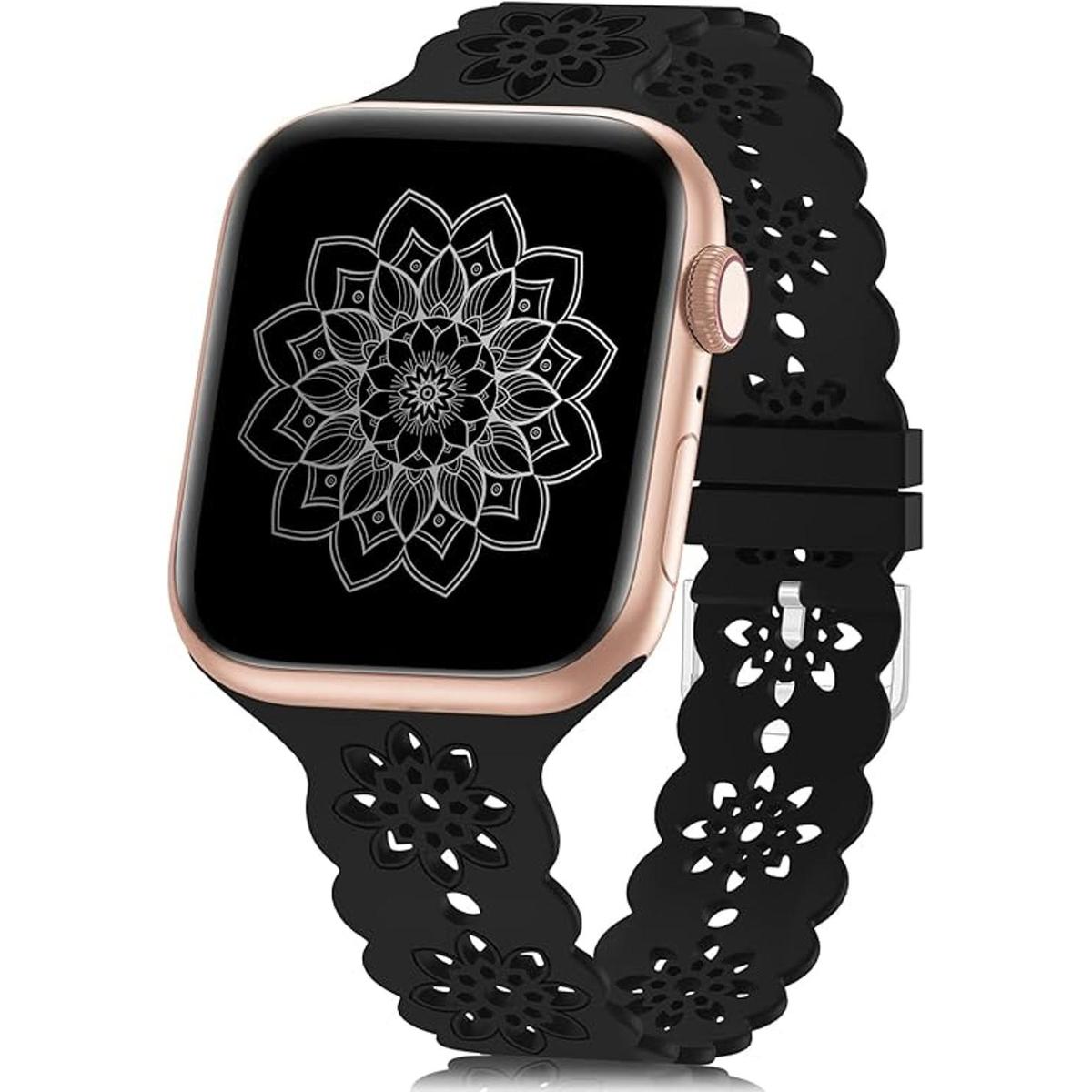 Correa de silicona floral compatible con correas de Apple