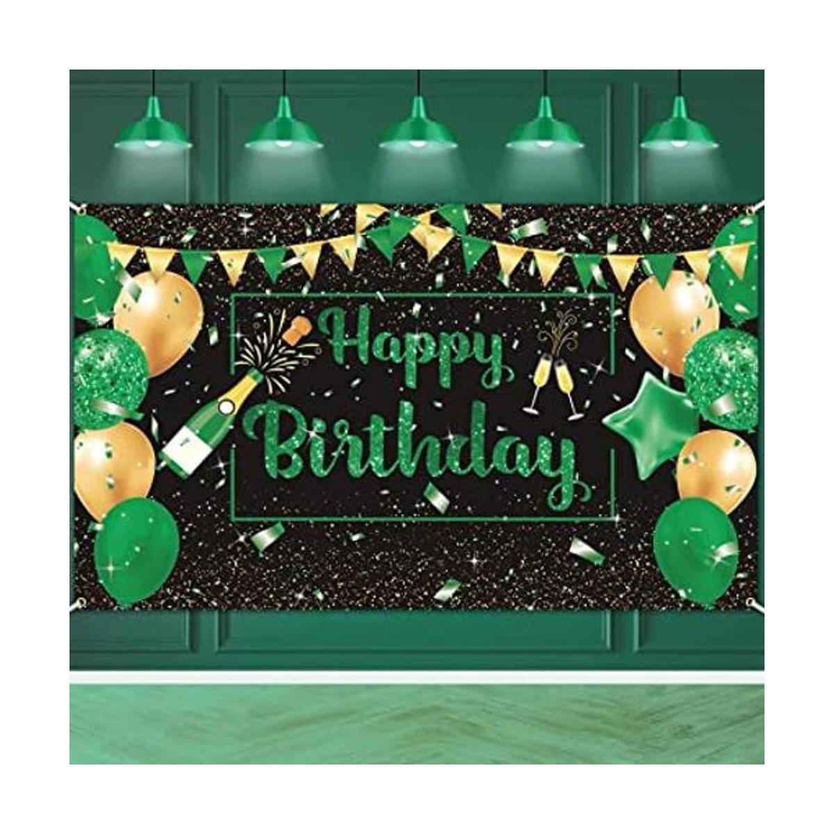 Bandera de decoración de fiesta de cumpleaños verde