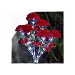 Abkshine Claveles artificiales rojos luces solares para_1