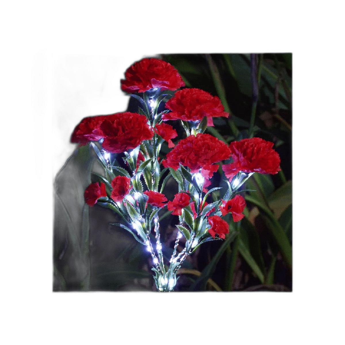 Abkshine Claveles artificiales rojos luces solares para
