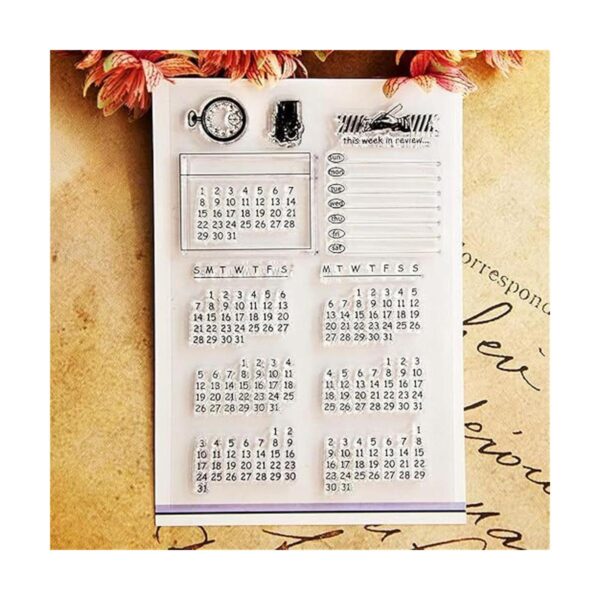 Sellos transparentes de calendario de semana con_1
