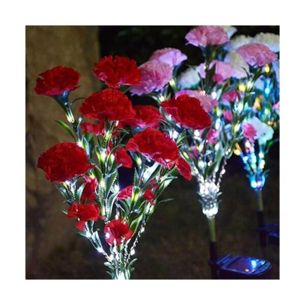 Abkshine Claveles artificiales rojos luces solares para_2