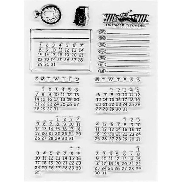 Sellos transparentes de calendario de semana con_3