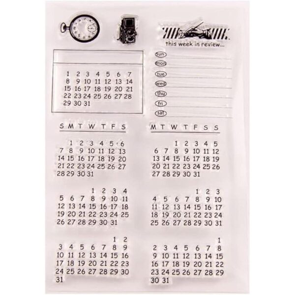 Sellos transparentes de calendario de semana con_6