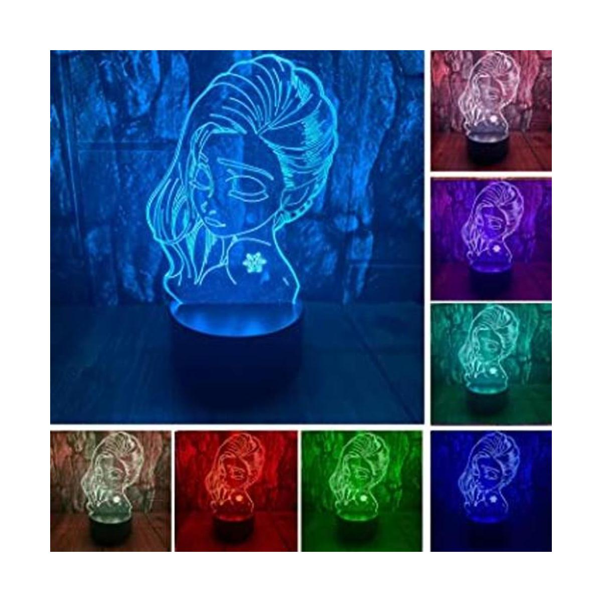 Princesa Elsa 3D LED Ilusión ptica Dormitorio Decoración