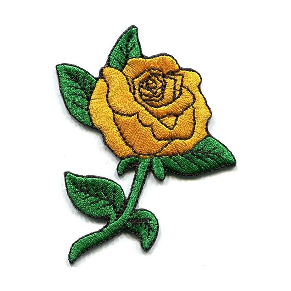 Amarillo dorado Rose Tattoo Biker Love Retro bordado