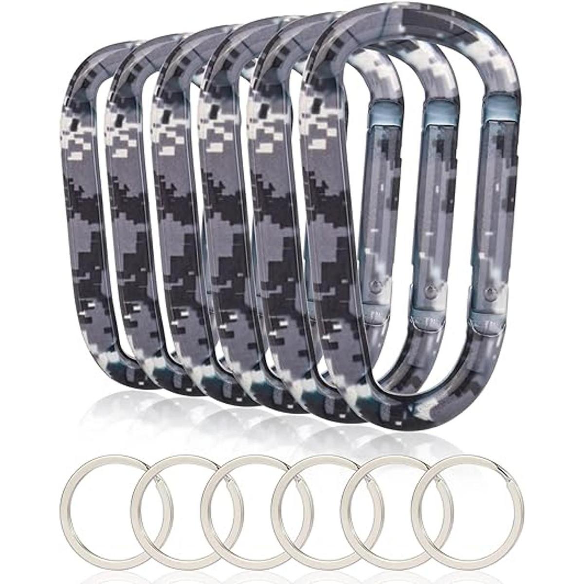 6PCS Black Carabiner Caribeaner Clip3 Large Aluminum D