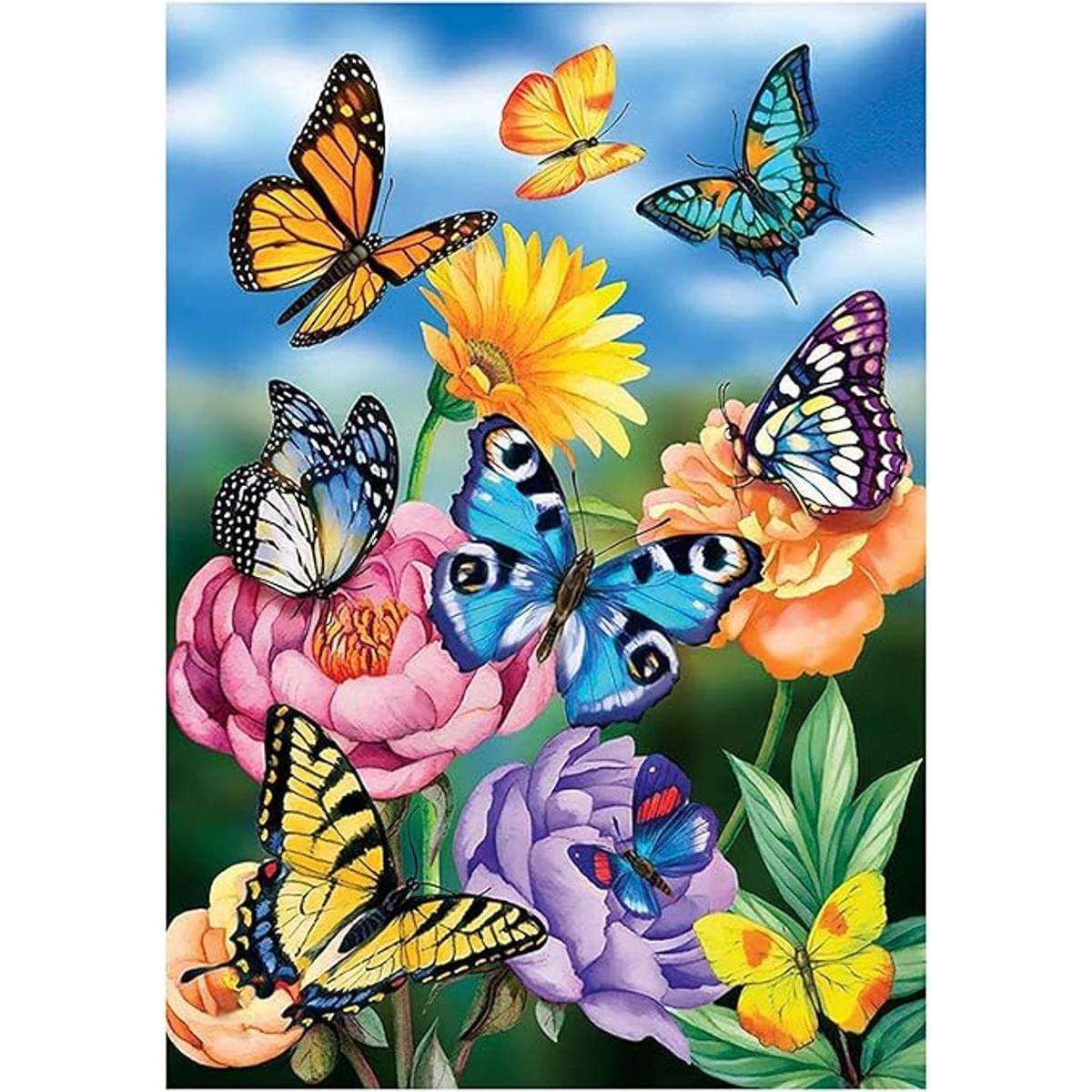 NAIMOER Kits de flores de pintura de diamante de mariposa