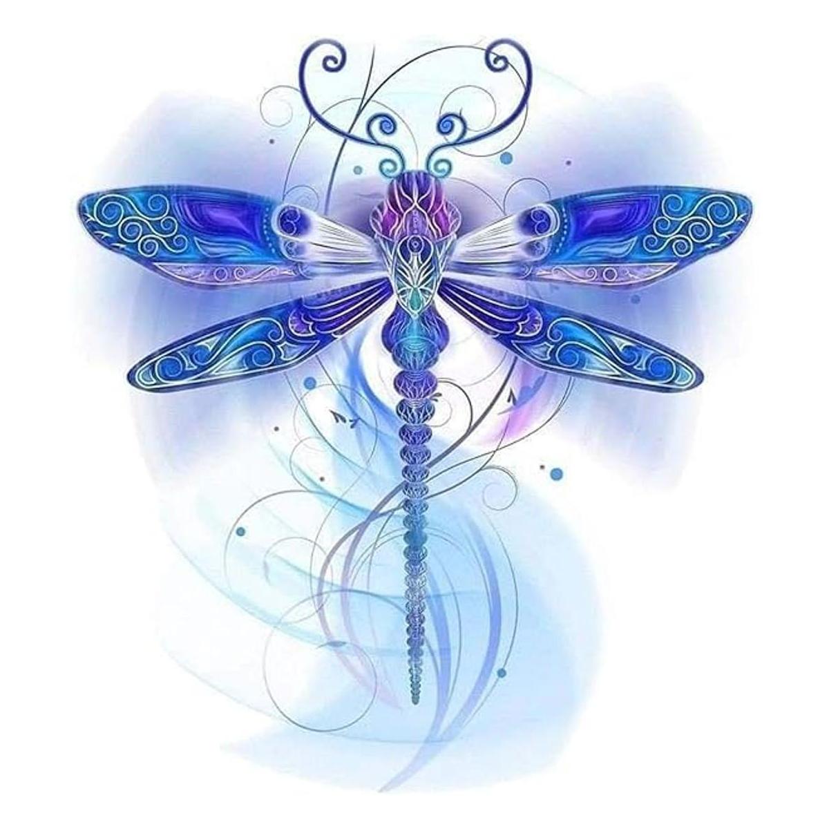 SKRYUIE Kit de pintura de diamante 5D con libélula azul