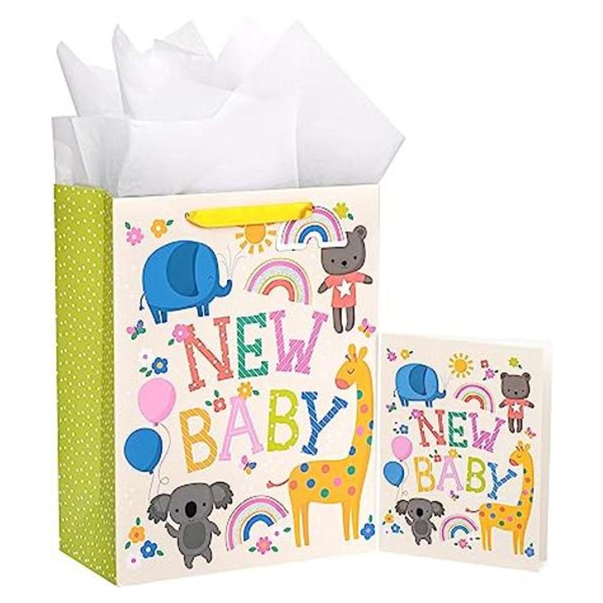 WRAPAHOLIC Bolsa grande de regalo para bebé de 13 pulgadas