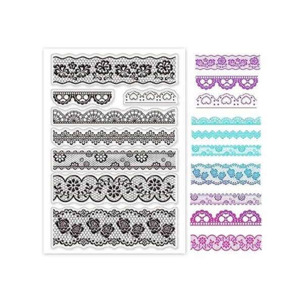 GLOBLELAND Sellos transparentes con borde de flores de