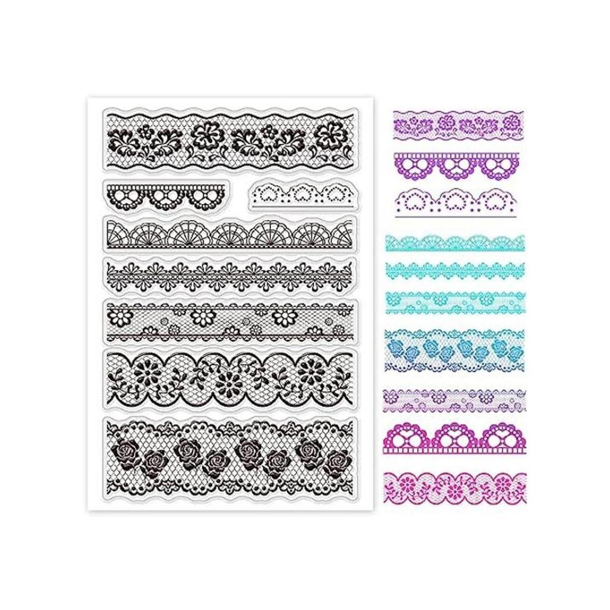 GLOBLELAND Sellos transparentes con borde de flores de