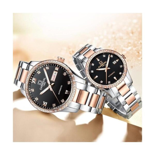 Par reloj mecánico automático de cristal zafiro reloj de