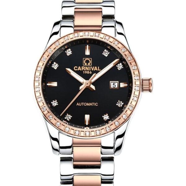 Par reloj mecánico automático de cristal zafiro reloj de