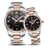 Par reloj mecánico automático de cristal zafiro reloj de