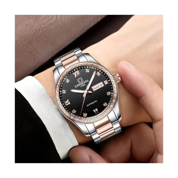 Par reloj mecánico automático de cristal zafiro reloj de