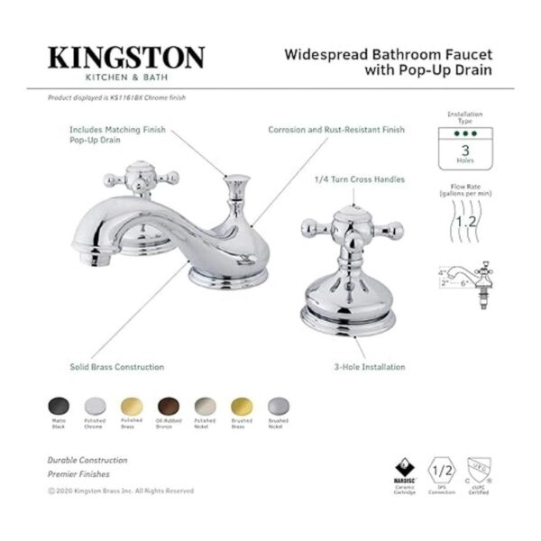 Kingston Brass KS1162BX Grifo de baño extendido vintage_3
