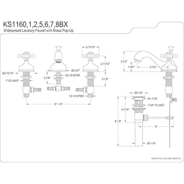 Kingston Brass KS1162BX Grifo de baño extendido vintage_2