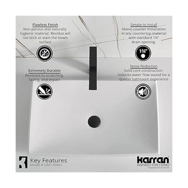 Karran Quattro QM170 Fregadero rectangular para baño_5
